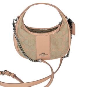 Coach Carmen Mini Crossbody in Signature Jacquard Faded Blush Top Handle  NEW